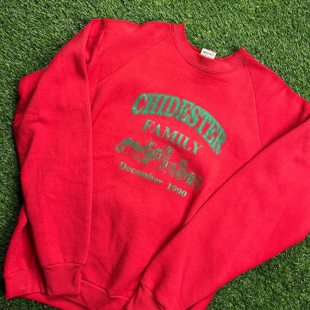 Vintage Chidester‎ Family Sweatshirt XL Red 1990 Fruit of the Loom USA Made
